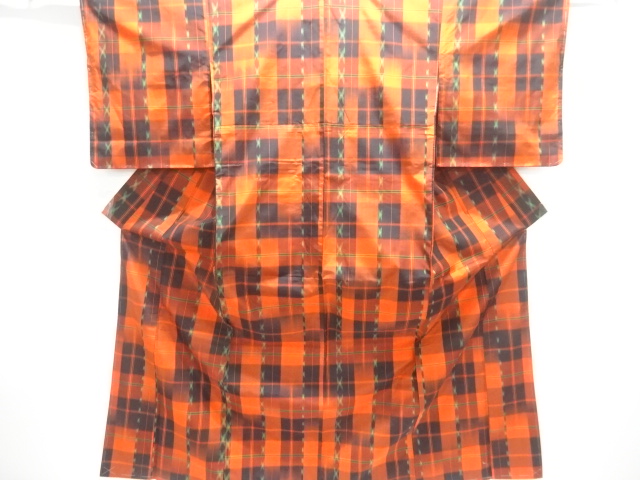 JAPANESE KIMONO / TSUMUGI / UNUSED / WOVEN GRID